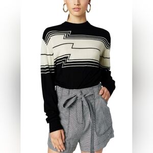 Derek Lam 10 Crosby EUC Wool Silk Caahmere Blend Sweater Black & Ivory Size Med